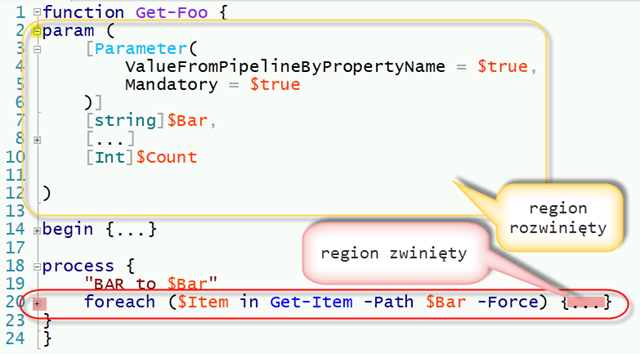 PowerShell-ISE-Zwijanie-Regionow